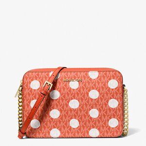 Michael Kors Jet Set Large Polka Dot Signature Logo Crossbody Bag NWT